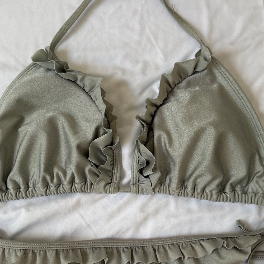 Marshalls Silver Ruffle Triangle Bikini - Picture 2 of 4